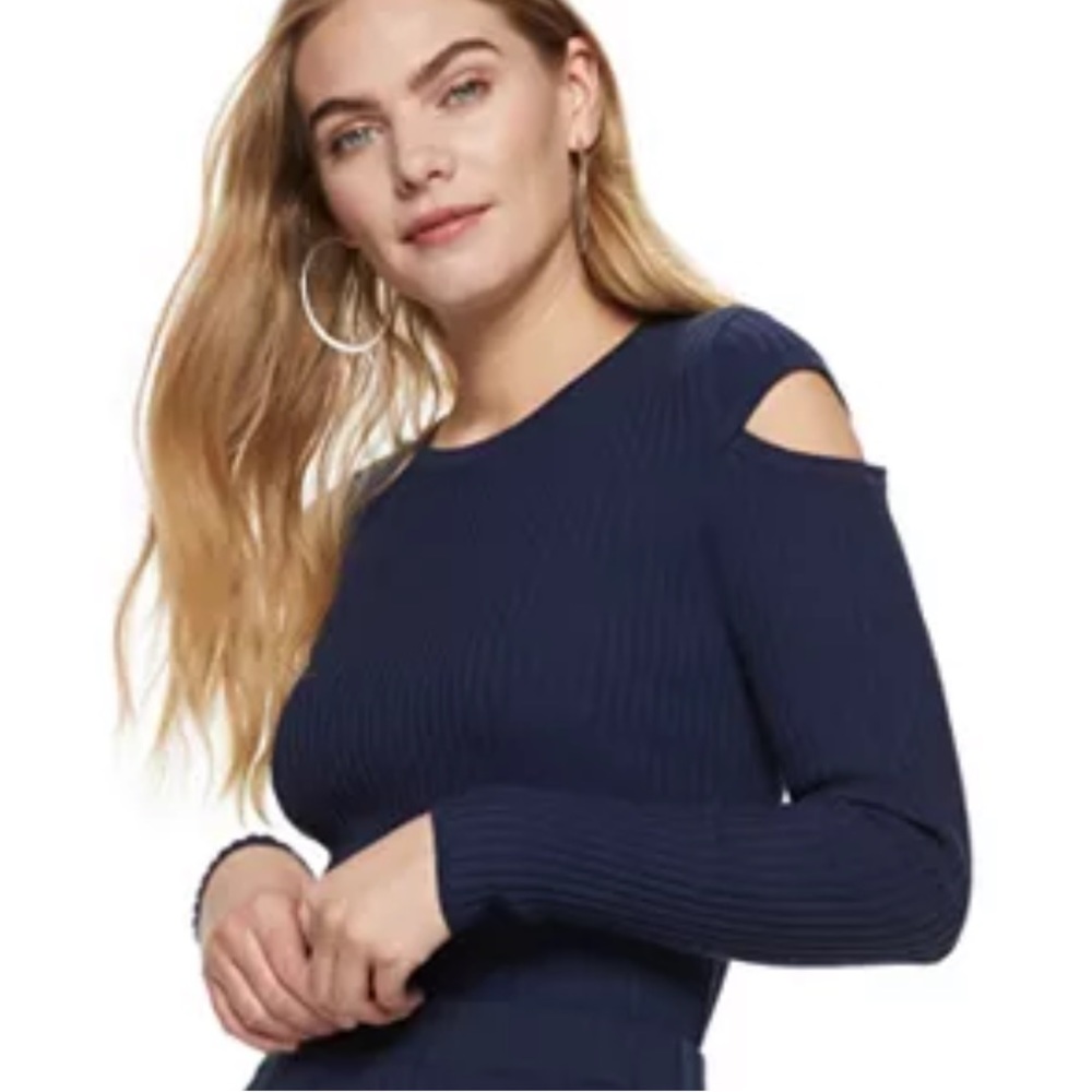 Nine West Cutout-Sleeve Sweater in Liberty Navy